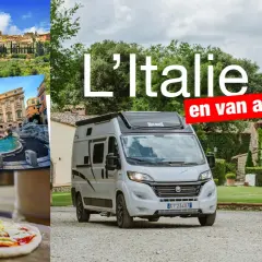 L'Italie en van aménagé : vues de San Gimignano, Fontaine de Trevi, pizzas et un van blanc.